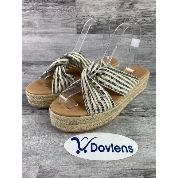 Donald Pliner Womens Striped Espadrille Wedge Sandals Size 9.5M - Picture 1 of 8